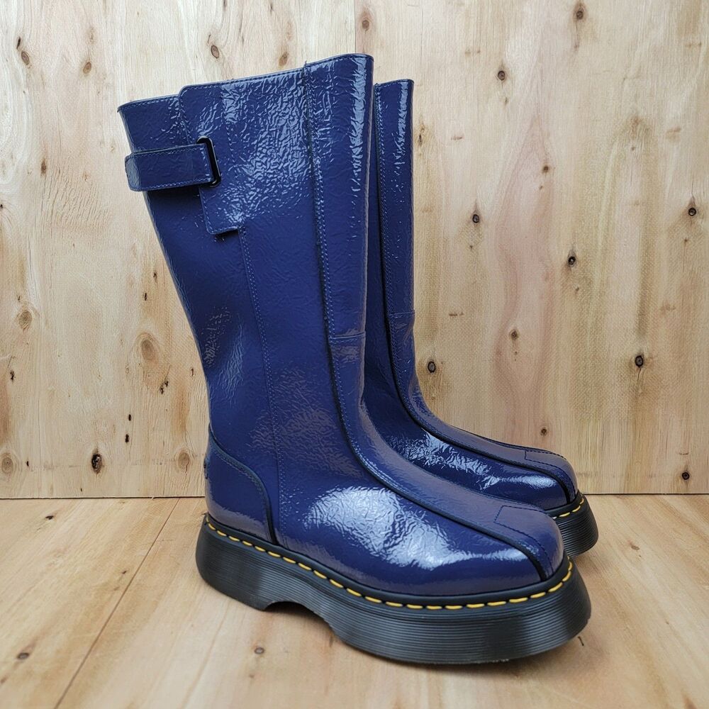 Dr. Martens BUZZ HI Tall Navy Blue Leather Riding Boots US Women's Size 8